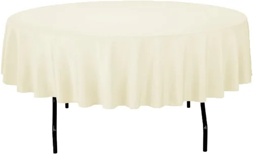 Mantel redondo – Tela de lino de poliéster para bodas, fiestas, banquetes, ocasiones especiales, decoración de restaurantes, eventos corporativos y