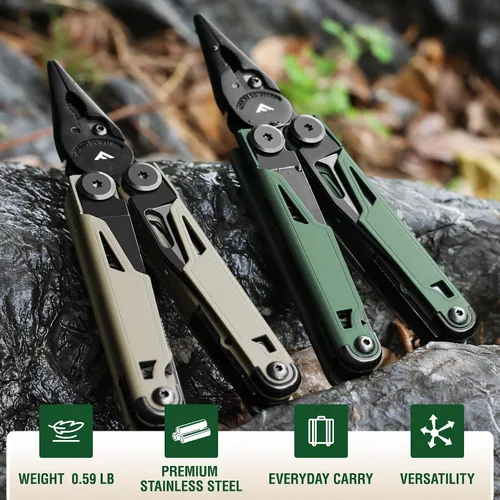 Miniatura 2 de FLISSA Multiherramienta, cuchillo de bolsillo multiherramienta 15 en 1 con funda, alicates multiherramienta EDC de acero inoxidable para hombres