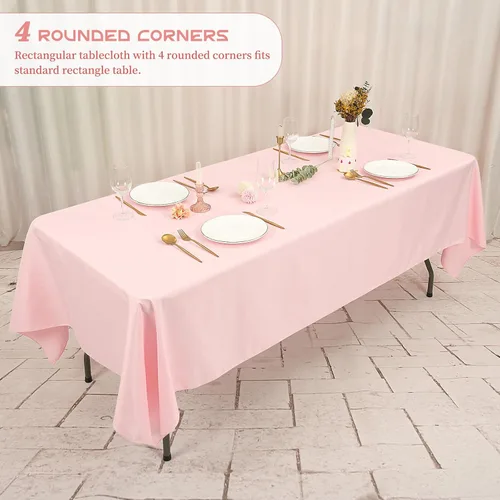 Miniatura 139 de Showgeous Paquete de 4 manteles redondos color rosa intenso de 120 pulgadas de poliéster para mesas redondas, manteles de tela decorativa lavable