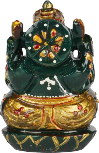 Miniatura 2 de Estatua de Ganesha de jade verde, estatua de piedra preciosa natural, Hancarved Ganesha aprox. 2251.00 ct para templo casero