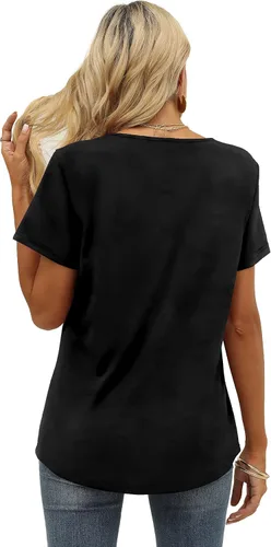 Miniatura 4 de WIHOLL Camisetas de verano con cuello en V y manga corta para mujer