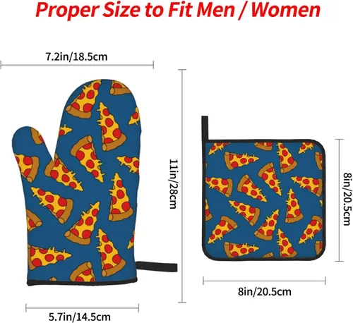 Miniatura 2 de Juego de 4 manoplas de horno y soportes para ollas de pizza, guantes resistentes al calor para cocina, hornear, asar a la parrilla, barbacoa Linda