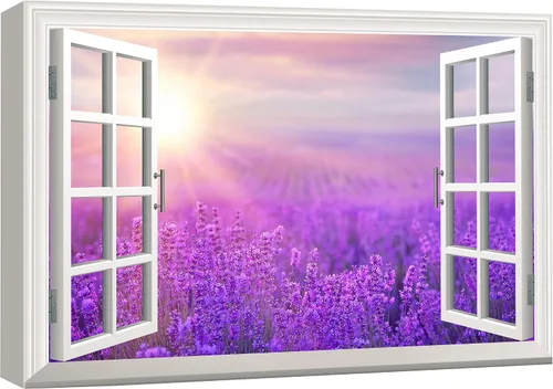 Miniatura 50 de wall26 - Cuadro en lienzo para pared, vista de ventana, río neón turquesa, rápido, bosque, lago, arroyo, naturaleza salvaje, fotografía, realismo
