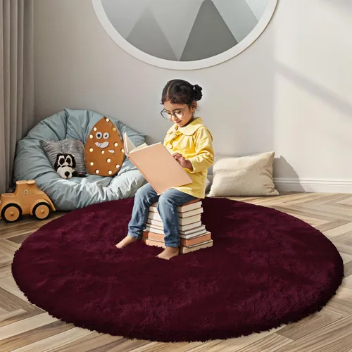 Miniatura 40 de Alfombras circulares súper suaves para niñas, castillo de princesa, tienda de campaña de 5 diámetros, alfombras circulares de área para dormitorio