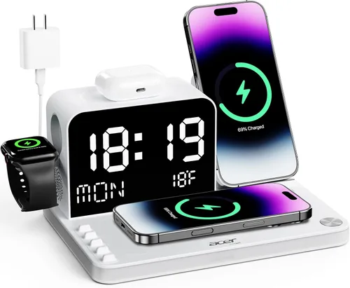 Miniatura 11 de Acer Estación de carga inalámbrica 7 en 1: Soporte de carga para múltiples dispositivos para Apple - iPhone 16 15 14 13 12 Pro Max Apple Watch