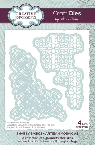 Sam Poole Creative Expressions Shabby Basics - Troquel artesanal #2 para manualidades, metal, marrón, 3.2 x 4.3 pulgadas
