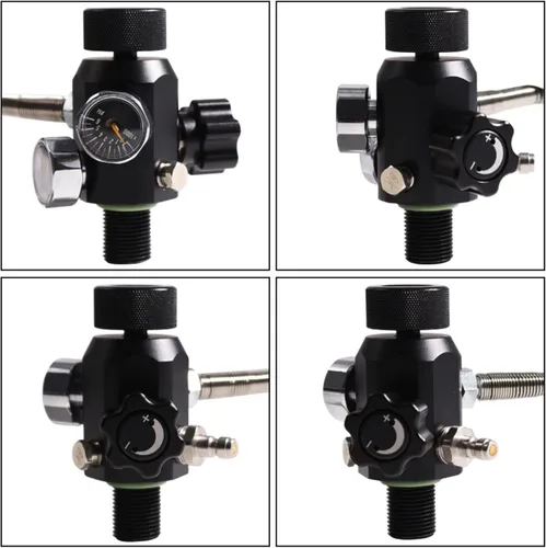 Miniatura 8 de TUXING 4500PSI Pcp Tank DIN Válvula Buceo Adaptador de doble calibre con manguera de 20 "tanque Paintball HPA, estación de llenado de aire