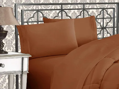 Miniatura 42 de Elegante juego de cómodas sábanas para cama de 1500 hilos resistente a arrugas y a la decoloración, calidad egipcia de lujo ultrasuave de 4 piezas