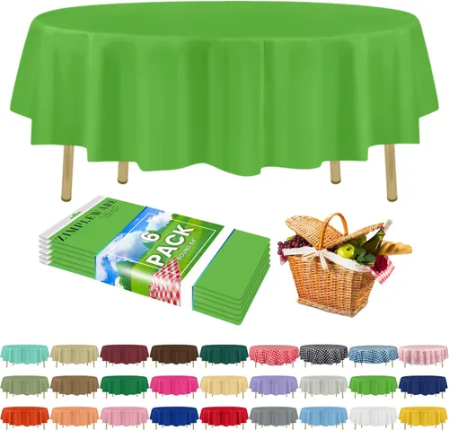 Miniatura 119 de Zimpleware - Mantel redondo de plástico para fiestas de 213 cm (84 pulgadas) de diámetro (paquete de 1, 6 y 12 unidades)