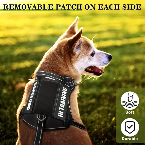 Miniatura 6 de WINSEE Paquete de 2 parches L para perros de servicio (6 x 2 pulgadas, negro, rectangular, minimalista médico/servicio, gancho y bucle, 4 piezas)