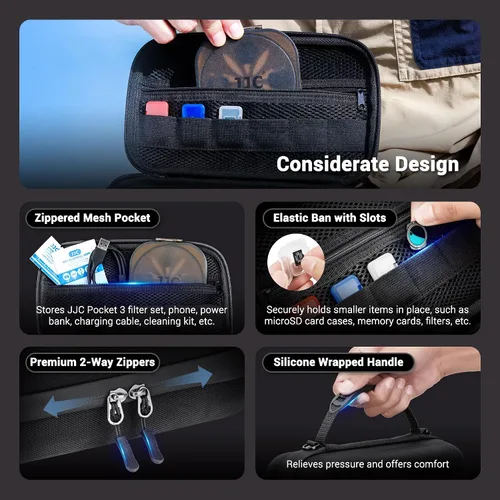 Miniatura 4 de Kiorafoto Funda rígida OSMO Pocket 3, bolsa de protección portátil de EVA con correa larga de 53.54 pulgadas y 3 fundas para tarjetas MicroSD
