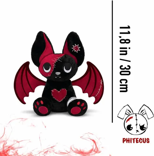 Miniatura 2 de PHITECUS Murciélago Gótico de Peluche - Lindo Peluche Espeluznante, Regalo Perfecto de Animal de Peluche para Ansiedad para Adolescentes y Adultos