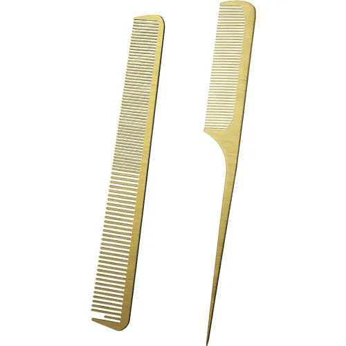 Boao 2 peines de metal para cola de rata, de acero inoxidable, parte superior plana con púa de metal para estilistas, mujeres y hombres, corte de