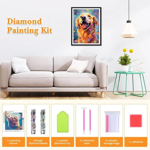 Miniatura 5 de Kits de Arte de Diamante RICUVED para Adultos, Kits de Arte de Diamante para Perros Full Drill 5D Arte de Animales de Diamante, Arte y Manualidades
