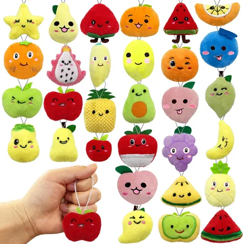 Miniatura 7 de XIPEGPA Juego de 30 juguetes de peluche de animales pequeños, llavero de juguete de peluche para recuerdos de fiesta, llavero adorno para bolsa