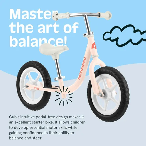 Miniatura 5 de Retrospec Cub - Bicicleta de equilibrio para niños de 18 meses a 3 años, bicicleta para principiantes sin pedal de 12 pulgadas con asiento