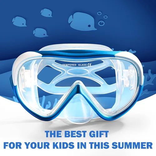 Miniatura 7 de Juego de esnórquel para niños, máscara de buceo para niños, gafas de natación antivaho y equipo de esnórquel seco para niños y niñas de 4 a 14 años