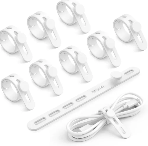 Paquete de 10 Bridas de Cable de Silicona Organizador de Cordones - Lamicall Bridas de Alambre Elásticas para Gestión, Artículos Imprescindibles