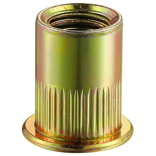 Wensilon 200Pcs Tuerca de remache M6 métrica con acabado de zinc amarillo, cabeza plana, inserto roscado, cuerpo moleteado