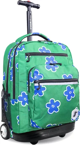 Miniatura 31 de J World Sundance Mochila Rodante para Laptop para Niñas y Niños. Mochila Escolar con Ruedas, Rombos negro, 20 pulgadas