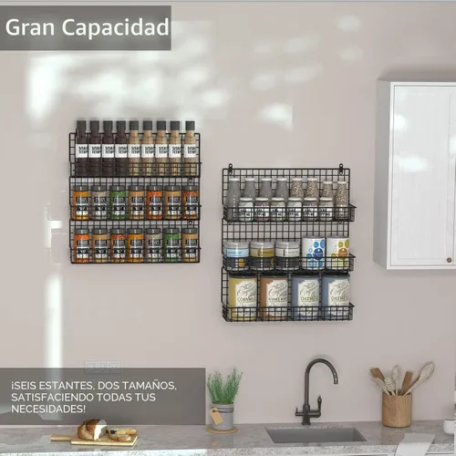 Miniatura 8 de JKsmart Organizador de especias de 6 niveles con gancho de puerta, montado en la pared y sobre la puerta, estantes de especias para armario