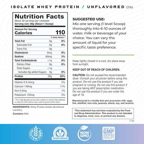 Miniatura 3 de Proteína de suero de leche aislada sin sabor, sin hormonas, 1