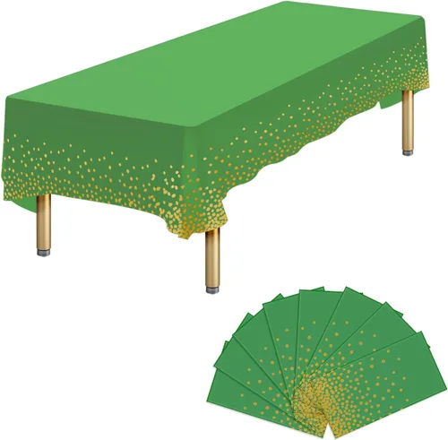 Miniatura 34 de Paquete de 4 manteles de plástico desechables azules y dorados para mesa rectangular, manteles desechables de 54 x 108 pulgadas, manteles