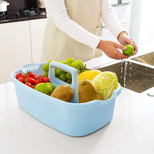 Miniatura 6 de Goderewild Organizador de limpieza de plástico multiusos con asa, organizador de ducha, cesta de almacenamiento, bolsas portátiles para suministros