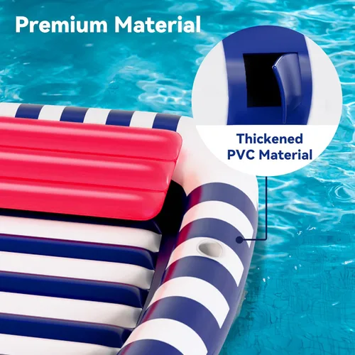 Miniatura 3 de Pool Wave - Flotadores inflables para piscina con aspersor de agua, cama de bronceado grande de 80 x 66 pulgadas para adultos y niños, balsa Azul