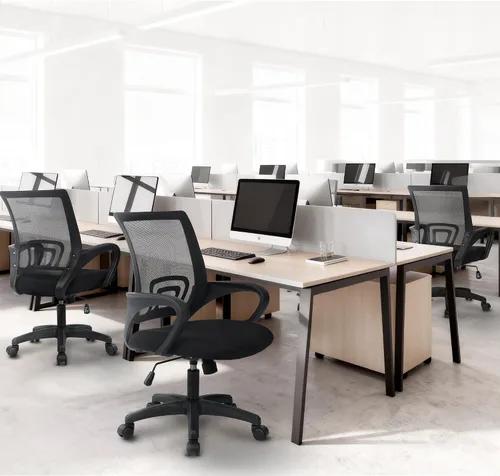 Miniatura 7 de NEO Chair Silla de computadora de oficina con respaldo medio, asiento ergonómico de malla para juegos, cómodo soporte lumbar, ruedas giratorias
