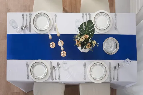 Miniatura 4 de Paquete de 12 caminos de mesa de satén, 12 x 108 pulgadas para fiestas, bodas, cumpleaños, banquetes, compromisos de graduación, Navidad, decoración