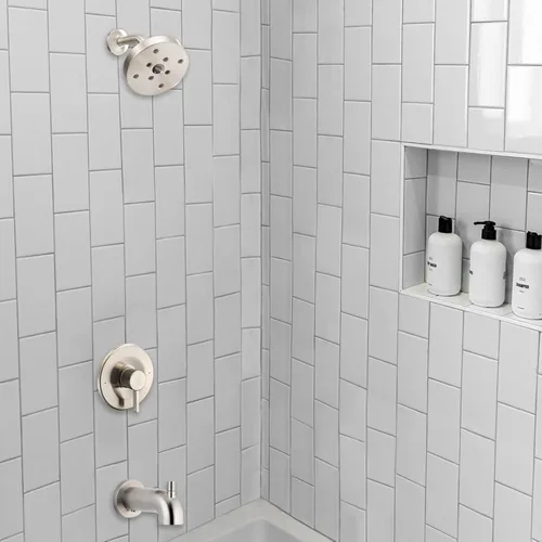 Miniatura 6 de Kit de molduras de ducha y bañera, compatible con válvula Moen Posi-Temp, níquel cepillado