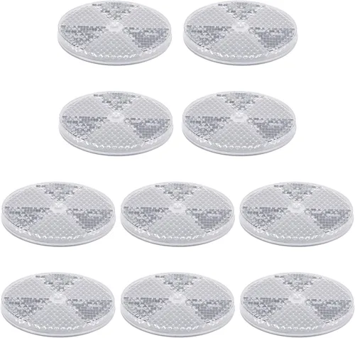 Miniatura 9 de Tallew Paquete de 10 Reflectores Redondos Delanteros para Entrada de Vehículos, Cerca, Postes de Puerta, Remolques, Seguridad, Automóviles, Barcos