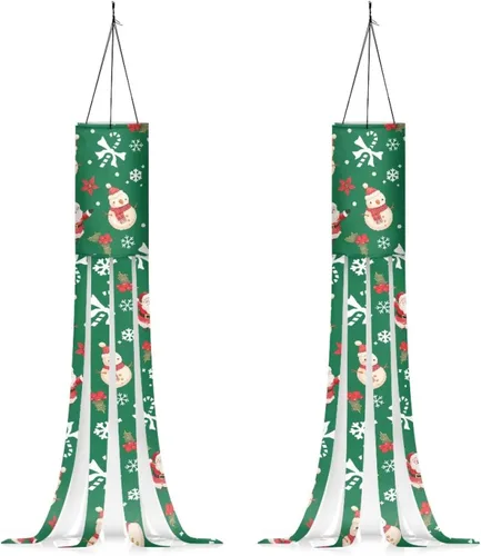 Miniatura 15 de Windsock - Calcetín de viento reutilizable suave de Navidad para colgar al aire libre para jardín, árbol, fiesta, decoración de bandera, calcetines