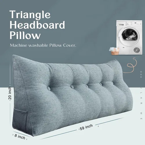 Miniatura 4 de VERCART Almohada de cuña triangular para cabecero de cama, almohada de cuña para cama de descanso, almohada de lectura, relleno de hueco, cojín