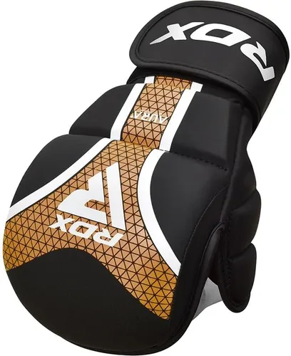 Miniatura 5 de RDX Guantes MMA Sparring Grappling, Maya Hide Leather Wrist Support, Cage Fighting Combat Sports Boxing Glove Training, Muay Thai, saco de boxeo