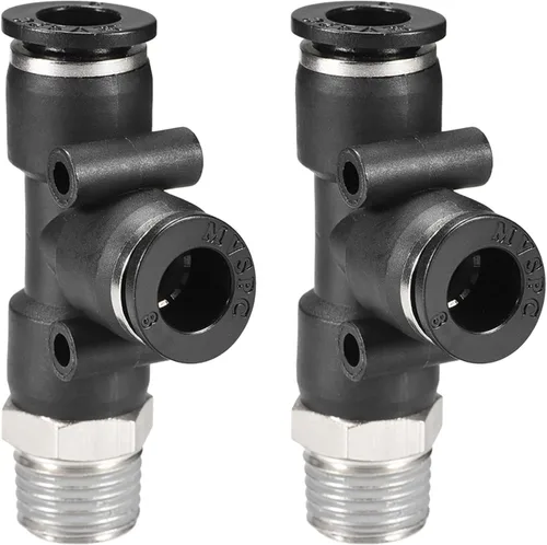 M METERXITY Paquete de 2 accesorios de bloqueo de rosca macho NPT 3/8 – Unión de mamparo en camiseta, accesorios de empuje para conectar, aplicar al