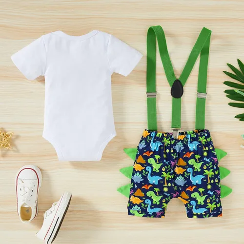 Miniatura 3 de Conjunto de ropa de manga corta con tirantes ajustables en la espalda en Y para bebés y niños