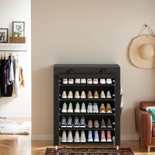 Miniatura 2 de Laiensia Organizador vertical para zapatos de 5 niveles, organizador de almacenamiento de zapatos que ahorra espacio, cubierta no tejida, estante
