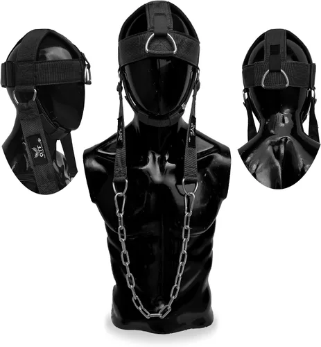 Miniatura 2 de QTF Arnés de cuello para entrenamiento de levantamiento de pesas, constructor de cuello grueso de neopreno acolchado ajustable para barbilla