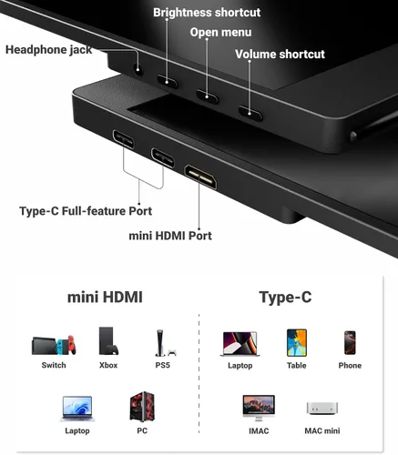 Miniatura 5 de Ingnok Monitor portátil, monitor de viaje FHD 1080P de 15.6 pulgadas, ultrafino, USB-C Plug & Play, altavoces integrados, pantalla portátil