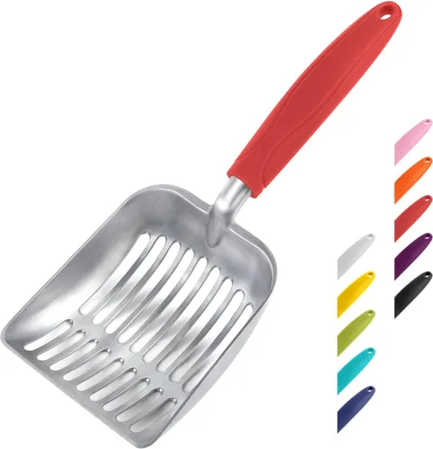 Miniatura 13 de WePet Cuchara de arena para gatos, tamiz de aleación de aluminio, pala de metal profunda, mango largo, tamizado de excrementos, levantador de heces