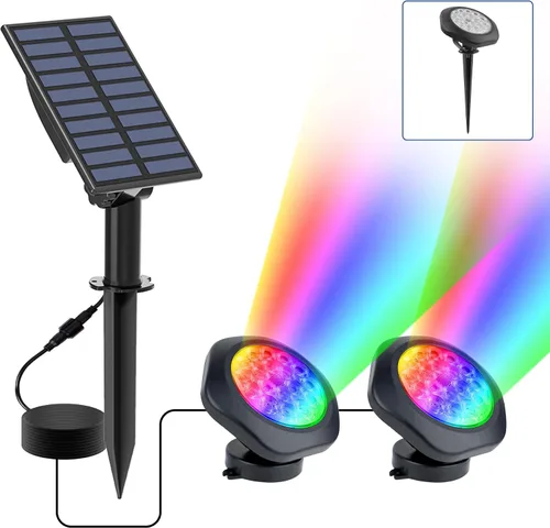 Luces solares para estanque, 18 LED RGB superbrillantes, focos subacuáticos que cambian de color, luz sumergible para estanque, luces de fuente