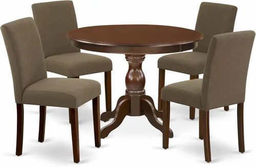 Miniatura 17 de East West Furniture HBAB3-ABK-24 Hartland - Juego de habitación de 3 piezas que contiene una mesa de comedor redonda con pedestal y sillas tapizadas