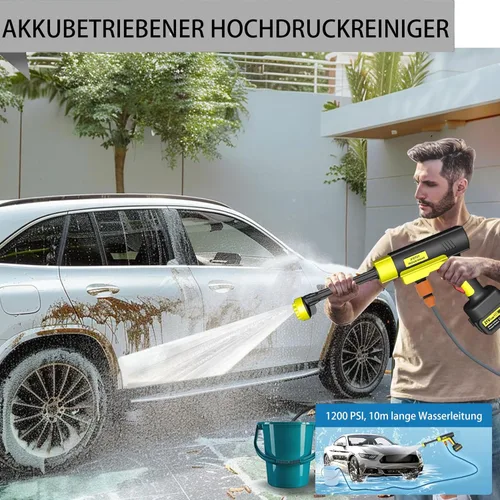 Miniatura 7 de Lavadora a presión inalámbrica portátil, lavadora portátil de 1200 PSI que se puede conectar directamente al grifo con 2 baterías, boquilla 6 en 1