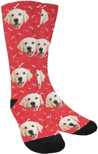 Calcetines personalizados con foto de la mascota, huellas de pisadas de gato y perro, patas, huesos, calcetines largos con imagen para hombres y