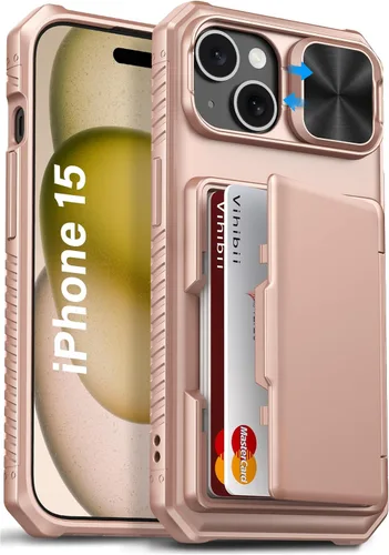 Miniatura 25 de Vihibii Funda para iPhone 13 Pro Max/iPhone 12 Pro Max con tarjetero (4 tarjetas) [bloqueo RFID] y cubierta de cámara deslizante, protección contra