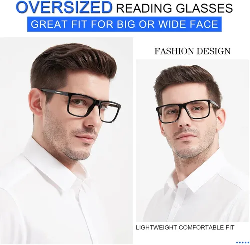 Miniatura 2 de MARE AZZURO Gafas de Lectura Cuadradas Grandes +1.0 para Hombre Lectores Grandes Cara Grande 1.0 1.25 1.5 1.75 2.0 2.25 2.5 2.75 3.0 3.5 4.0 5.0 6.0