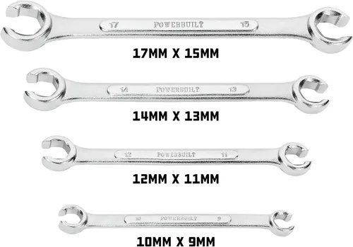 Miniatura 2 de Powerbuilt Juego de 4 llaves métricas para tuercas acampanadas, tamaño incluye llave de tuerca de 0.354 in x 0.394 in, 0.433 in x 0.472 in, 0.512 in