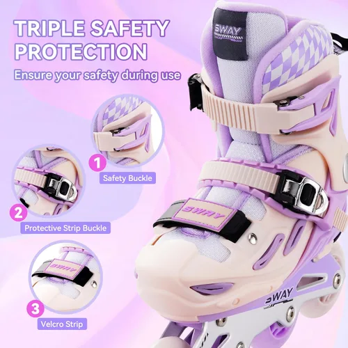 Miniatura 4 de SWAY Patines en línea ajustables en 4 tallas para niñas y niños, todas las ruedas se iluminan, patines en línea para exteriores para niños y jóvenes